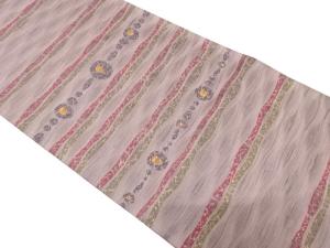 佐野一生　泥染　よろけ横段模様織り出し　リバーシブル袋帯